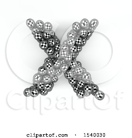 Clipart of a 3d Checkered Sphere Patterned Capital Letter X on a White Background - Royalty Free Illustration by KJ Pargeter