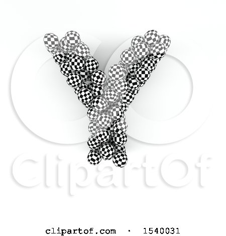 Clipart of a 3d Checkered Sphere Patterned Capital Letter Y on a White Background - Royalty Free Illustration by KJ Pargeter