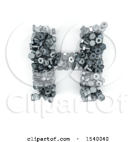 Clipart of a 3d Nuts and Bolts Capital Letter H on a White Background - Royalty Free Illustration by KJ Pargeter