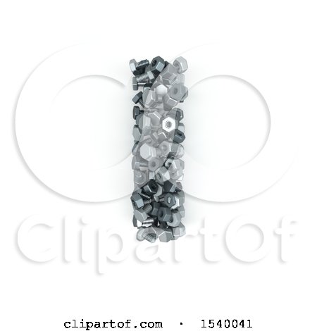 Clipart of a 3d Nuts and Bolts Capital Letter I on a White Background - Royalty Free Illustration by KJ Pargeter