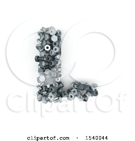 Clipart of a 3d Nuts and Bolts Capital Letter L on a White Background - Royalty Free Illustration by KJ Pargeter