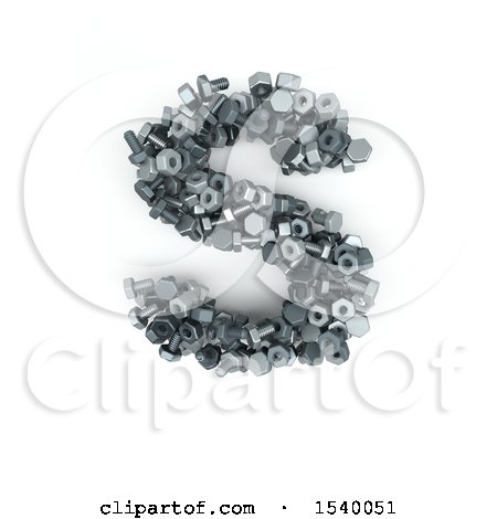 Clipart of a 3d Nuts and Bolts Capital Letter S on a White Background - Royalty Free Illustration by KJ Pargeter