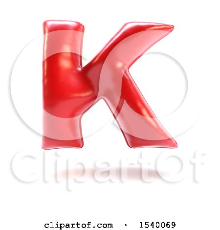 Clipart of a 3d Red Balloon Capital Letter K on a White Background - Royalty Free Illustration by KJ Pargeter