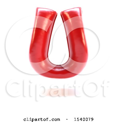 Clipart of a 3d Red Balloon Capital Letter U on a White Background - Royalty Free Illustration by KJ Pargeter