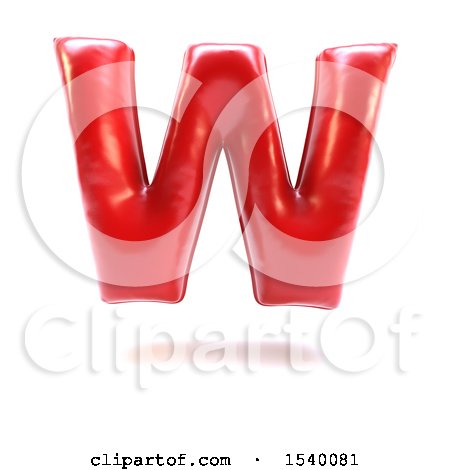 Clipart of a 3d Red Balloon Capital Letter W on a White Background - Royalty Free Illustration by KJ Pargeter