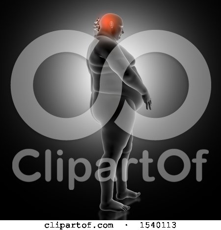 Clipart of a 3d Overweight Man with Glowing Head Pain - Royalty Free Illustration by KJ Pargeter