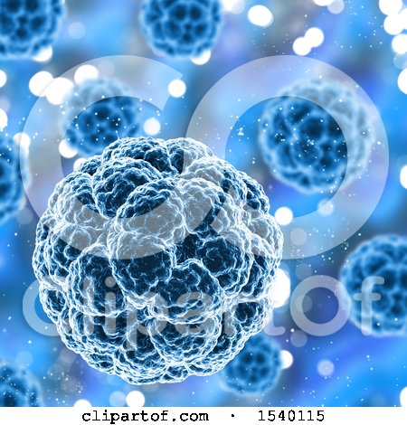 Clipart of a 3d Blue Virus Medical Background - Royalty Free Illustration by KJ Pargeter
