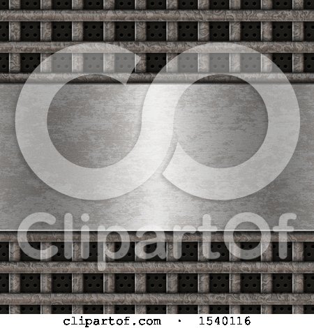 Clipart of a 3d Metal Plaque Background - Royalty Free Illustration by KJ Pargeter