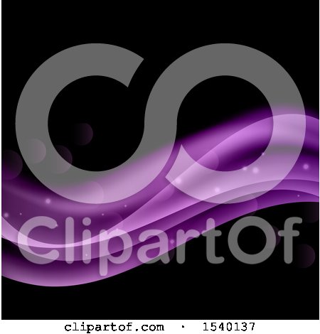 Clipart of a Purple Wave on Black - Royalty Free Vector Illustration by KJ Pargeter