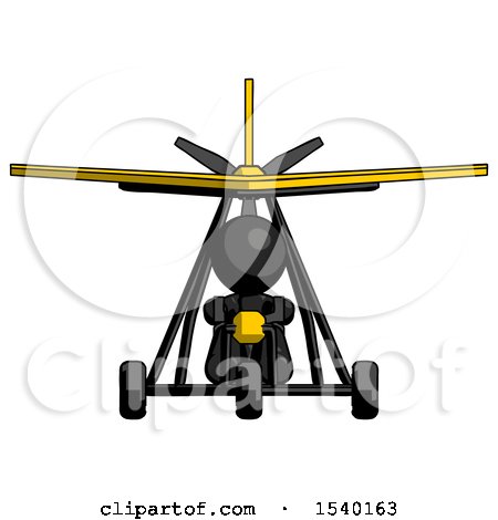Black Design Mascot Man in Ultralight Aircraft Front View by Leo Blanchette