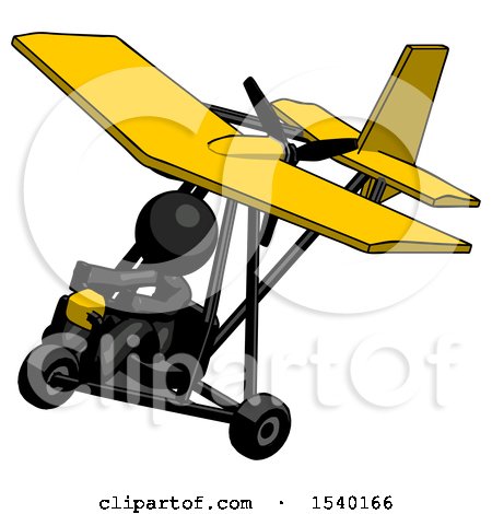 Black Design Mascot Woman in Ultralight Aircraft Top Side View by Leo Blanchette