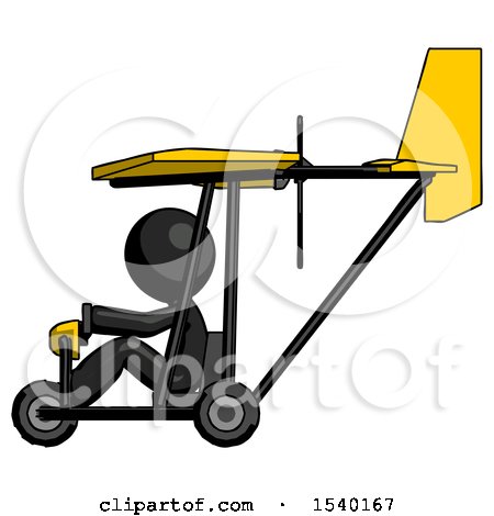 Black Design Mascot Man in Ultralight Aircraft Side View by Leo Blanchette