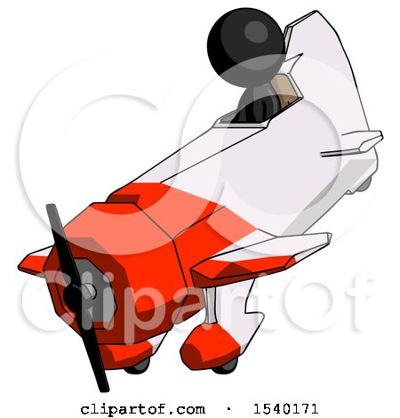 Black Design Mascot Man in Geebee Stunt Plane Descending View by Leo Blanchette