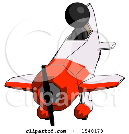 Black Design Mascot Man in Geebee Stunt Plane Descending Front Angle View by Leo Blanchette