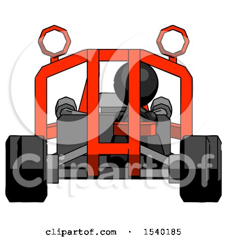 Black Design Mascot Man Riding Sports Buggy Front View by Leo Blanchette