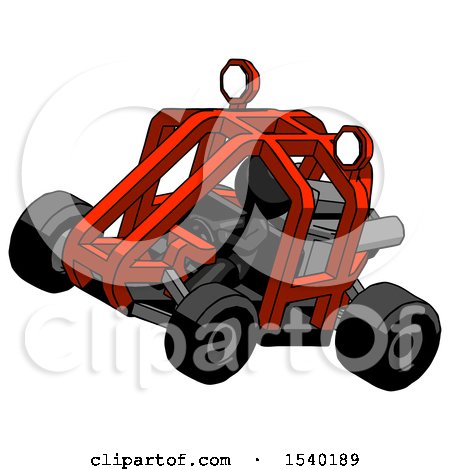 Black Design Mascot Man Riding Sports Buggy Side Top Angle View by Leo Blanchette