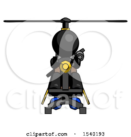 Black Design Mascot Man Flying in Gyrocopter Front View by Leo Blanchette