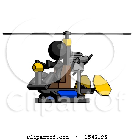 Black Design Mascot Woman Flying in Gyrocopter Front Side Angle View by Leo Blanchette
