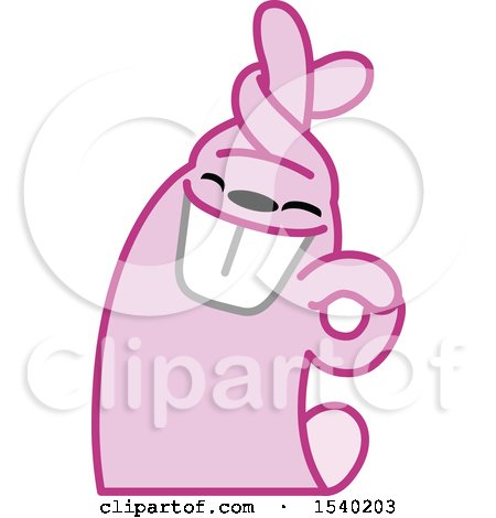 Clipart of a Pleased Pink Bunny Rabbit - Royalty Free Vector Illustration by yayayoyo