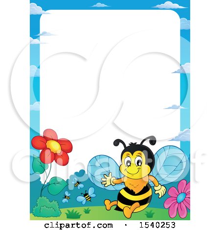 Clipart of a Border with a Honey Bee - Royalty Free Vector Illustration by visekart