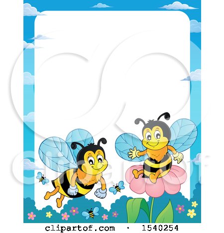 Clipart of a Border with Honey Bees - Royalty Free Vector Illustration by visekart