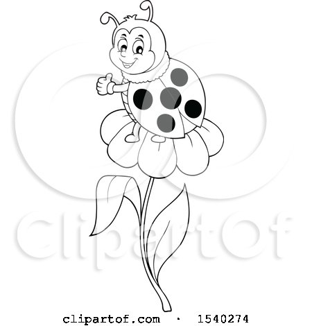 Clipart of a Ladybug on a Daisy Flower - Royalty Free Vector Illustration by visekart
