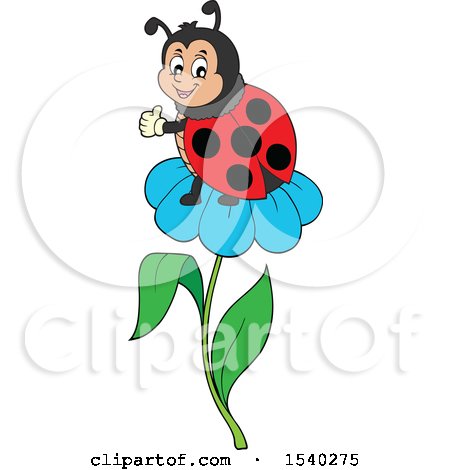 Clipart of a Ladybug on a Daisy Flower - Royalty Free Vector Illustration by visekart