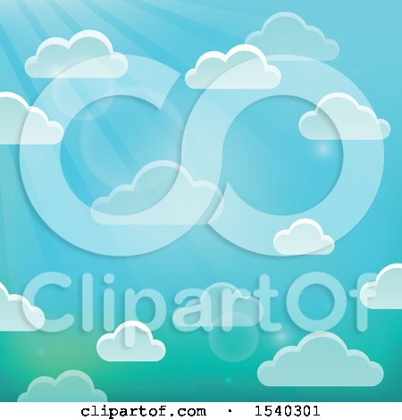 Clipart of a Background of Clouds in a Sunny Sky - Royalty Free Vector Illustration by visekart