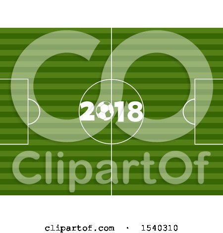 Clipart of a Green Soccer Pitch with 2018 - Royalty Free Vector Illustration by elaineitalia