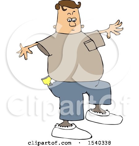 Clipart of a White Man Walking in Booties - Royalty Free Vector Illustration by djart