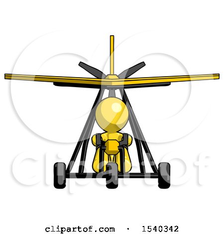 Yellow Design Mascot Man in Ultralight Aircraft Front View by Leo Blanchette
