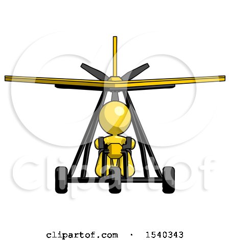 Yellow Design Mascot Woman in Ultralight Plane Front View by Leo Blanchette