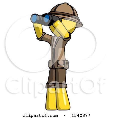 Yellow Explorer Ranger Man Looking Through Binoculars to the Left by Leo Blanchette