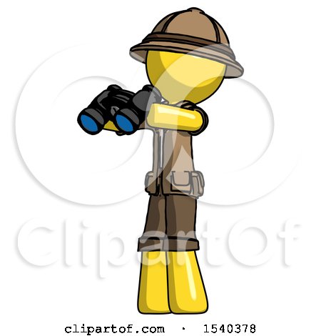 Yellow Explorer Ranger Man Holding Binoculars Ready to Look Left by Leo Blanchette
