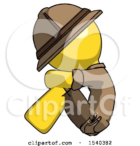 Yellow Explorer Ranger Man Sitting with Head down Facing Sideways Left by Leo Blanchette
