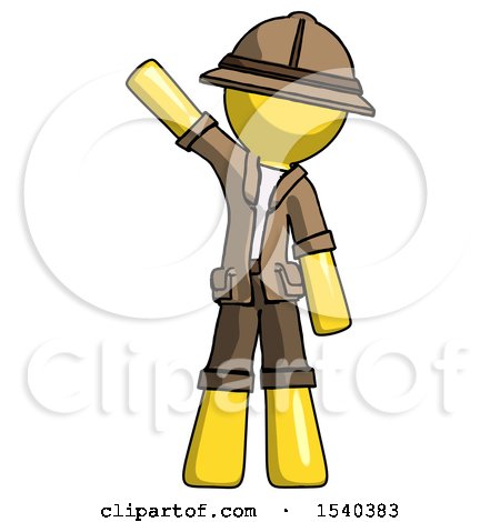 Yellow Explorer Ranger Man Waving Emphatically with Right Arm by Leo Blanchette