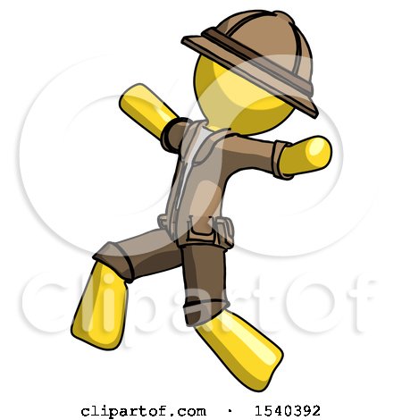 Yellow Explorer Ranger Man Running Away in Hysterical Panic Direction Left by Leo Blanchette