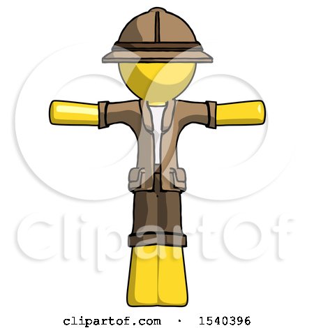 Yellow Explorer Ranger Man T-Pose Arms up Standing by Leo Blanchette