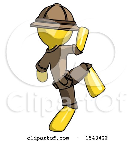 Yellow Explorer Ranger Man Kick Pose Start by Leo Blanchette