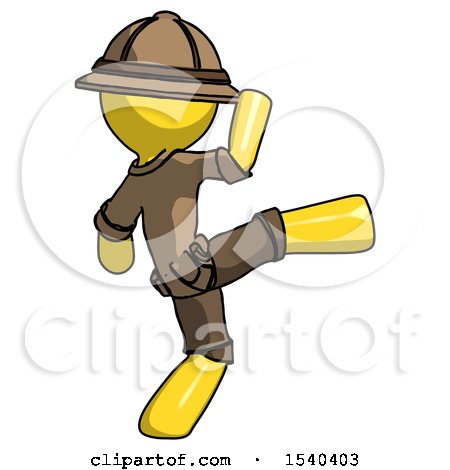 Yellow Explorer Ranger Man Kick Pose by Leo Blanchette