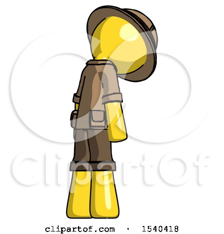 Yellow Explorer Ranger Man Depressed with Head Down, Back to Viewer, Right by Leo Blanchette