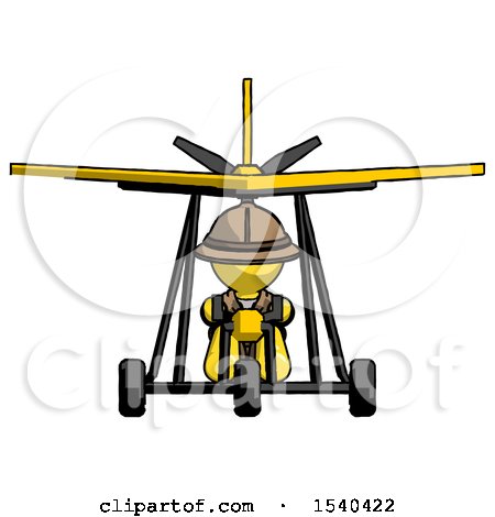 Yellow Explorer Ranger Man in Ultralight Aircraft Front View by Leo Blanchette