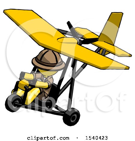 Yellow Explorer Ranger Man in Ultralight Aircraft Top Side View by Leo Blanchette