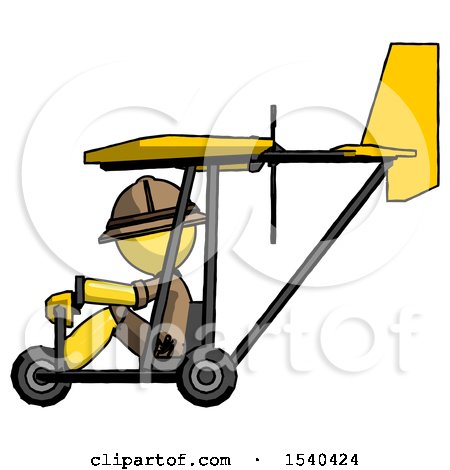 Yellow Explorer Ranger Man in Ultralight Aircraft Side View by Leo Blanchette
