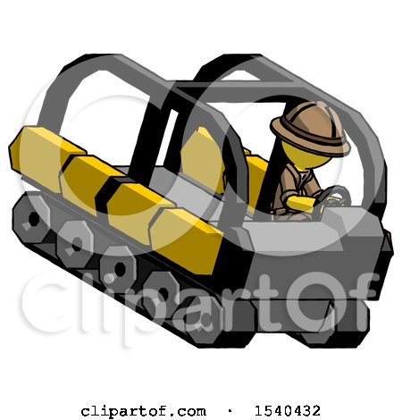 Yellow Explorer Ranger Man Driving Amphibious Tracked Vehicle Top Angle View by Leo Blanchette