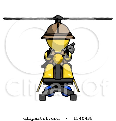 Yellow Explorer Ranger Man Flying in Gyrocopter Front View by Leo Blanchette