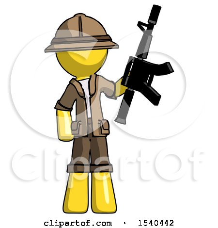 Yellow Explorer Ranger Man Holding Automatic Gun by Leo Blanchette