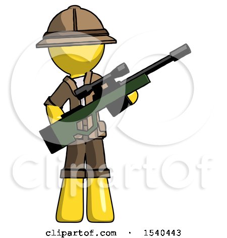 Yellow Explorer Ranger Man Holding Sniper Rifle Gun by Leo Blanchette
