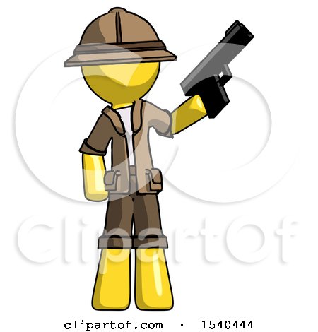 Yellow Explorer Ranger Man Holding Handgun by Leo Blanchette