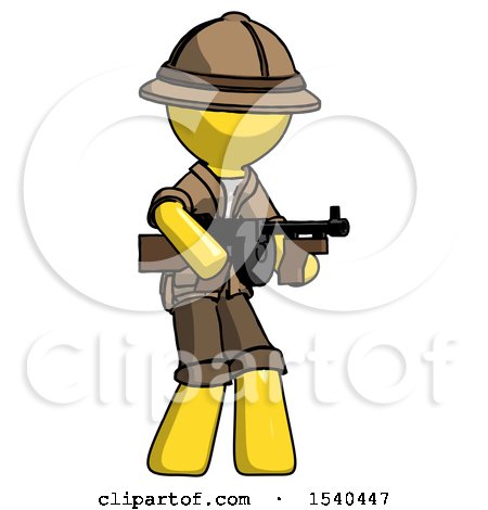 Yellow Explorer Ranger Man Tommy Gun Gangster Shooting Pose by Leo Blanchette